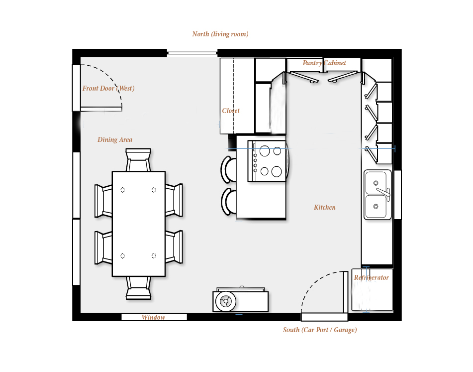 Sketch Open Floor Plan Kitchen Dining Room