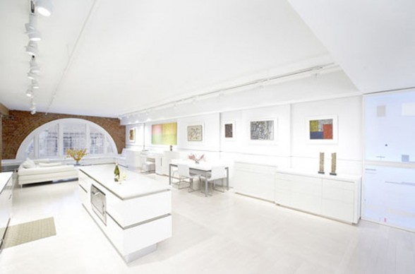 white futuristic interior decor