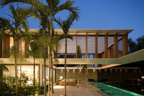 JH House, Resort Looking House Design in Brazil - Night View
