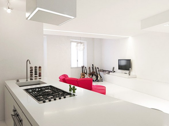 White and Modern Minimalist House Design - Kitchen