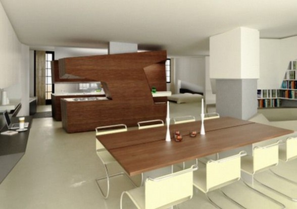 Wooden Interiors in Contemporary Loft Apartment - Dinning Room