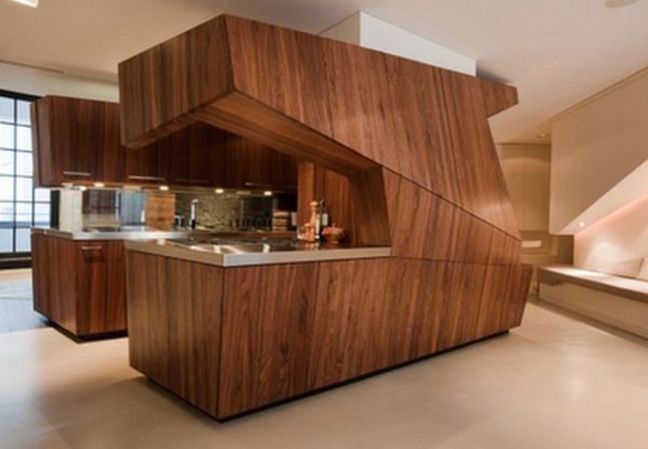 Wooden Interiors in Contemporary Loft Apartment - Kitchen
