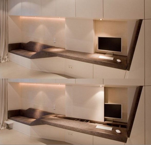 Wooden Interiors in Contemporary Loft Apartment - Livingroom
