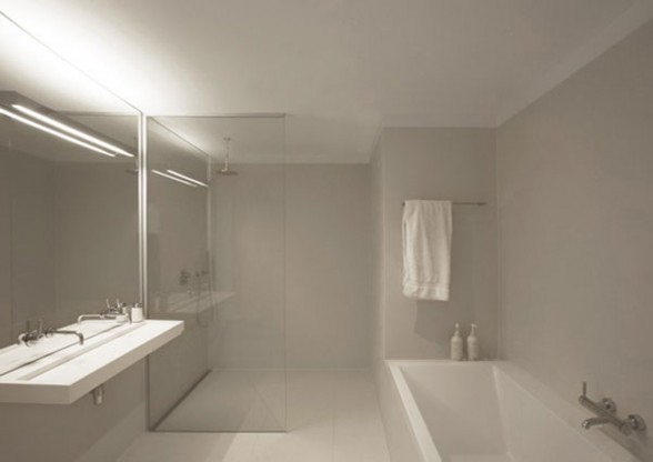 Wooden and White Interiors Apartment Idea - Bathroom
