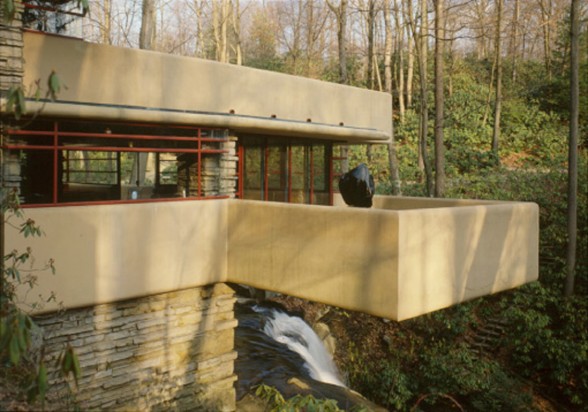 Gorgeous Fallingwater House Plans, Houses Built Over a Waterfall - Balcony