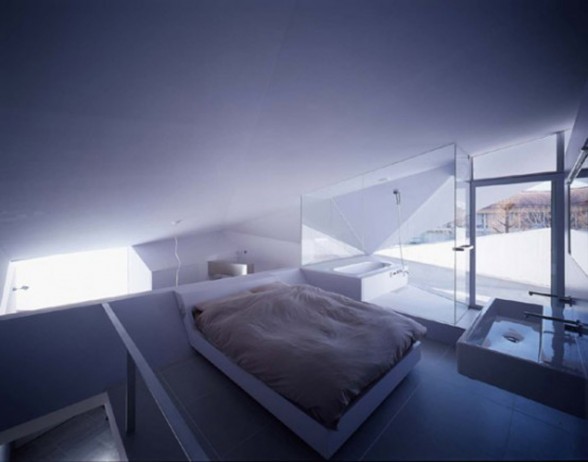 Japanese Concrete House Design with Small Building Concept - Bedroom