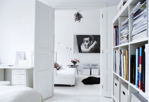 Black and White Themes, Contemporary Interior Design - Library