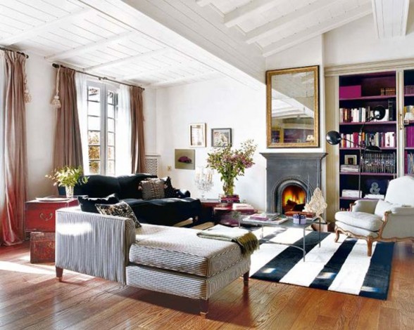 French Ethnic Style Apartment Ideas, Charming Design in Barcelona - Living Room
