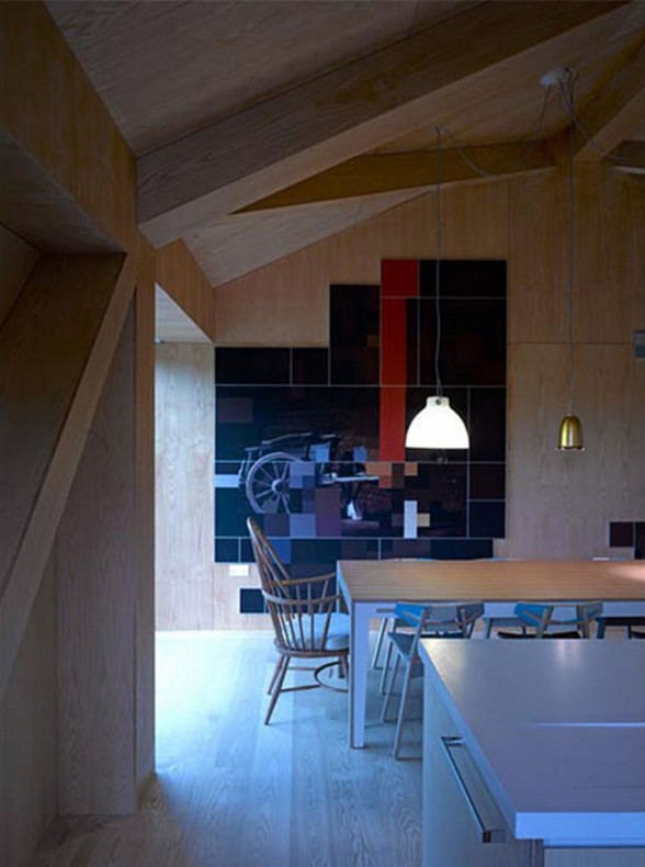 MVRDV Work in Unique Balanced Barn House - Kitchen and Dining Room