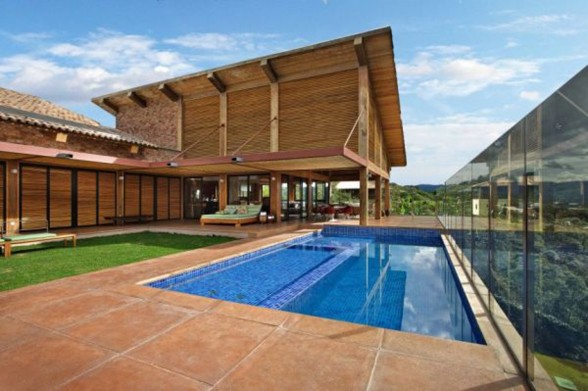 Rock and Wood Combination, Mountain House from David Guerra Architecture - Pool