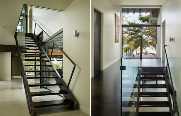 Two Storey Glass House Architecture in Modern Design for Family Living Space - Staircase