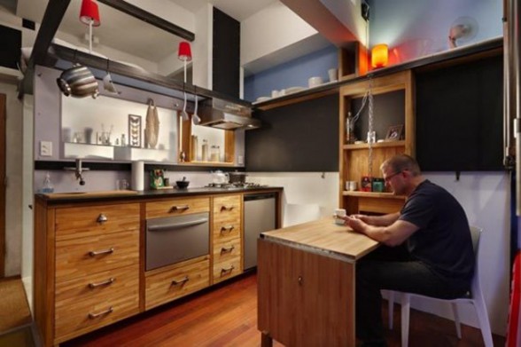 Unusual Interior Design of A Basement Apartment - Kitchen