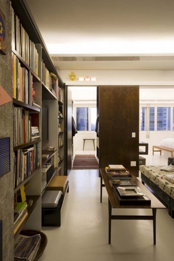 Contemporary Meet Modern in Brazilian Apartment Design - Bookshelf