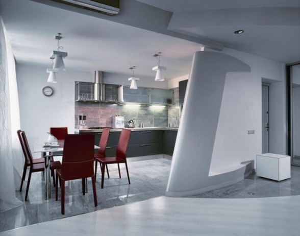 Dynamic Minimalist Grey Themed Apartment - Kitchen