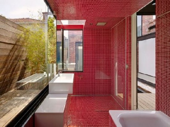 Open Air Residence, Geometric and Orthogonal House Design from Andrew Maynard - Bathroom