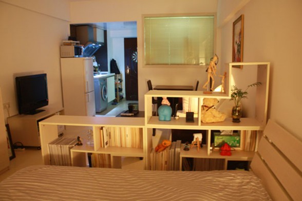 Small and Warmth Apartment Design in Xiamen - Bookshelves