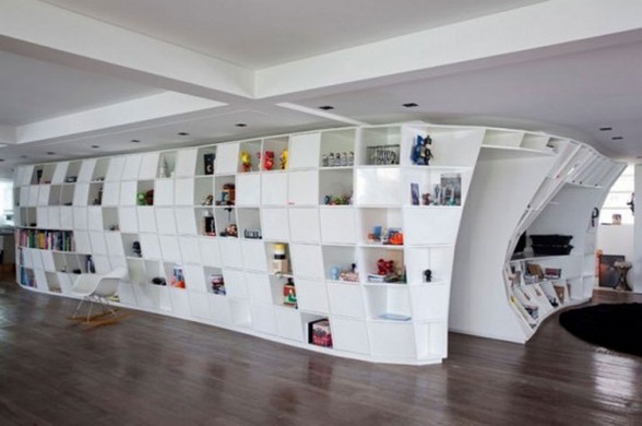 Awesome Design, Bookshelf Apartment Ideas from Triptygue Studio - Front View