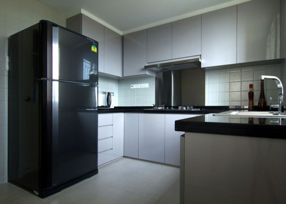 Beautiful Modern Meet Contemporary Design in An Apartment Plans - Kitchen