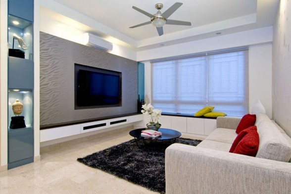 Beautiful Modern Meet Contemporary Design in An Apartment Plans - Livingroom