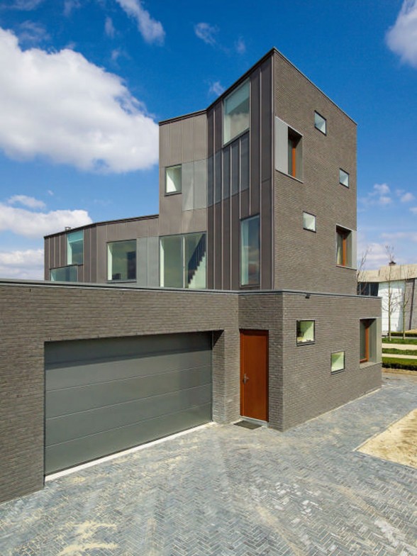 Brick House Architecture with Two Faces in Netherlands - Garage
