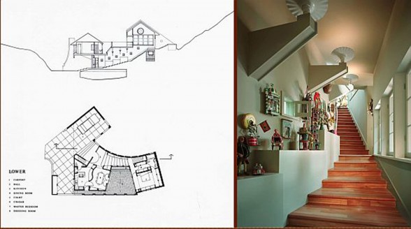 Contemporary Mountain House with Wooden Interior Design - Staircase