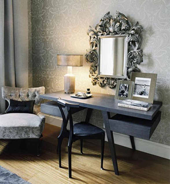 Elegant and Glamorous Apartment Ideas with Beautiful Glass Decoration - Reading Desk