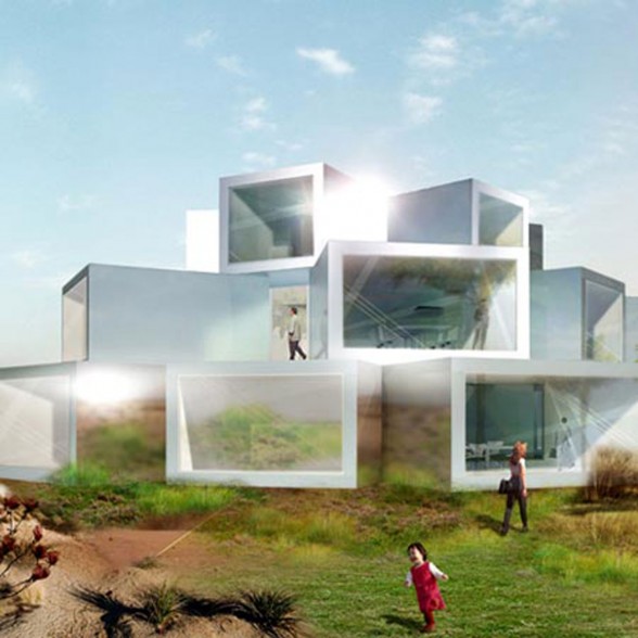 Futuristic Cubed Architecture for Ordos 100 from Julian De Smedt Architect