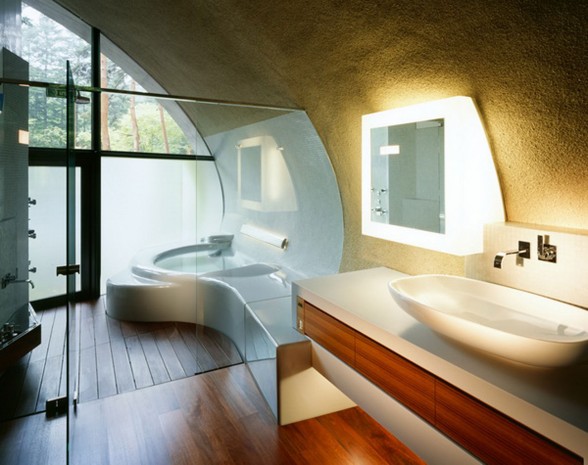 Futuristic Home Design with Natural Environment in Japan - Bathroom