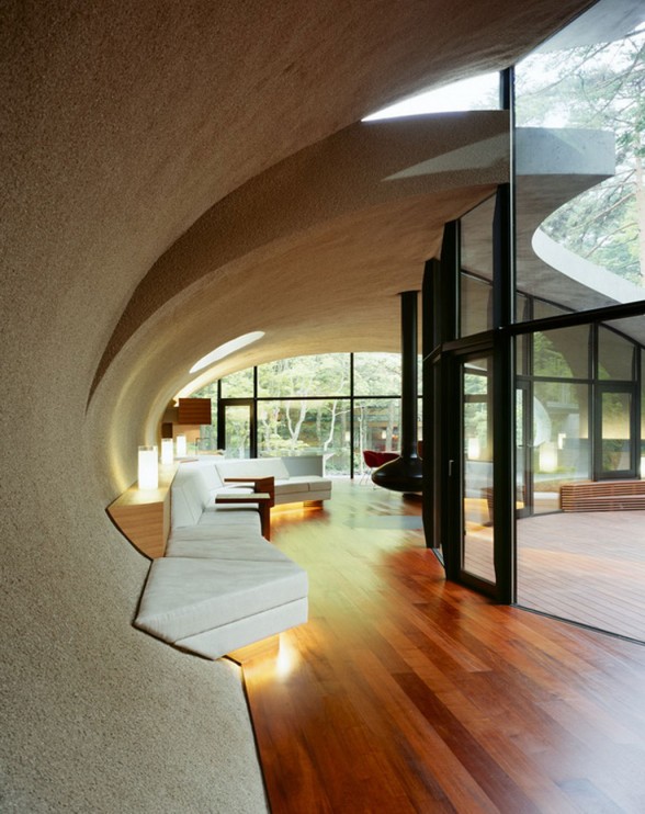 Futuristic Home Design with Natural Environment in Japan - Livingroom