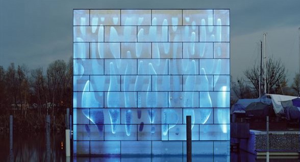 Futuristic LED House Design, Illuminated Nordwesthaus - Blue Lamp