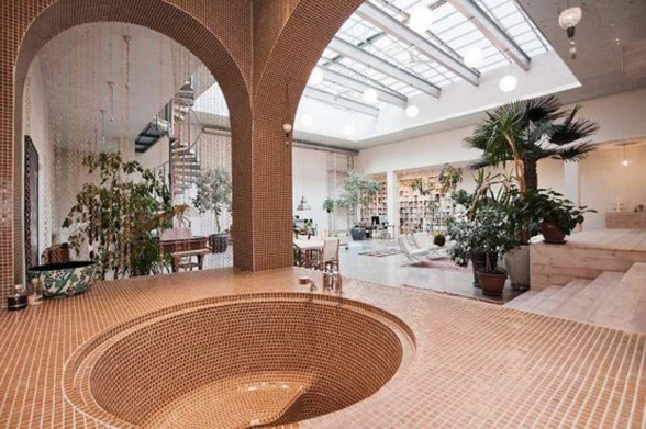 Luxury Studio Apartment Ideas from A Renovated Cinema - Bathtub