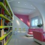 Modern and Colorful House Design Decorated with Bright Lamps: Modern And Colorful House Design Decorated With Bright Lamps   Bookshelf