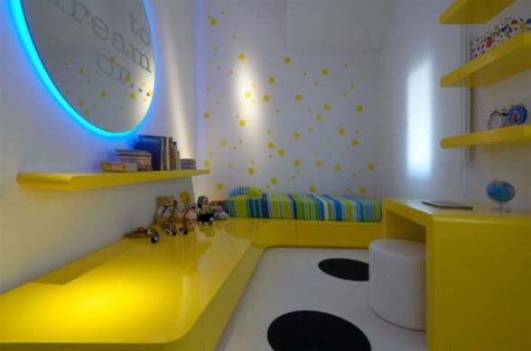 Modern and Colorful House Design Decorated with Bright Lamps - Kids Room