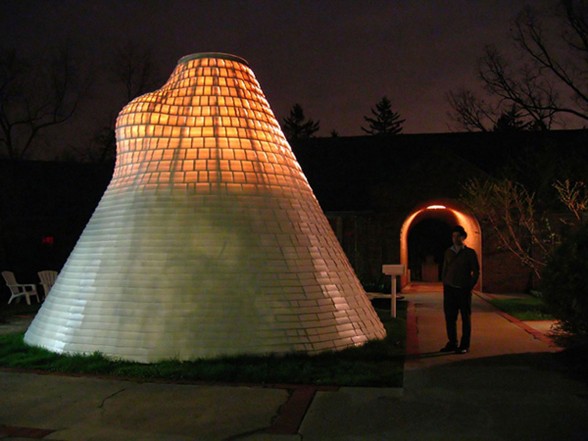 Native American Tent Architecture, Futuristic Tipi Design - Nightview