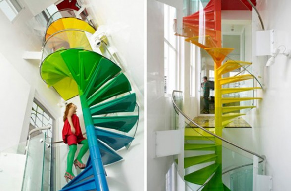 The Rainbow House, Artistic and Fun Collaboration in A House - Rainbow Staircase
