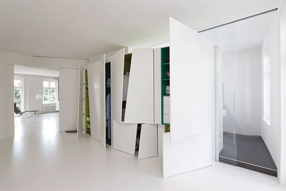 White Apartment Design, Spacious Living Space Ideas - Wardrobe