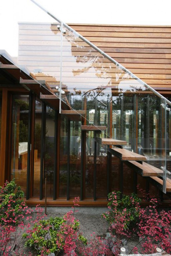 Beautiful Weekend Cottage Design in Carmel, California - Glass Staircase