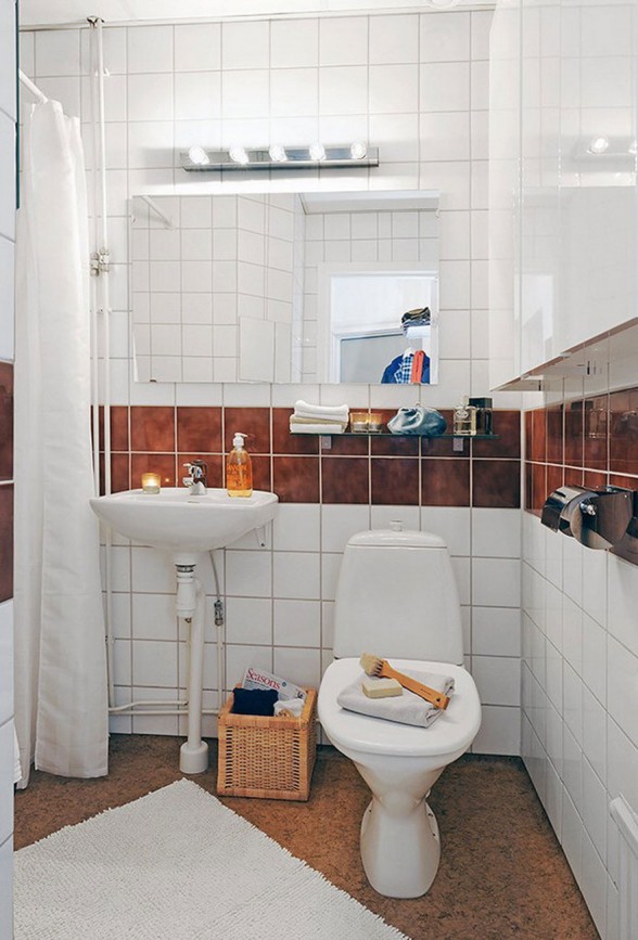Contemporary Apartment Design in Small Loft Area and Bright Interior - Bathroom