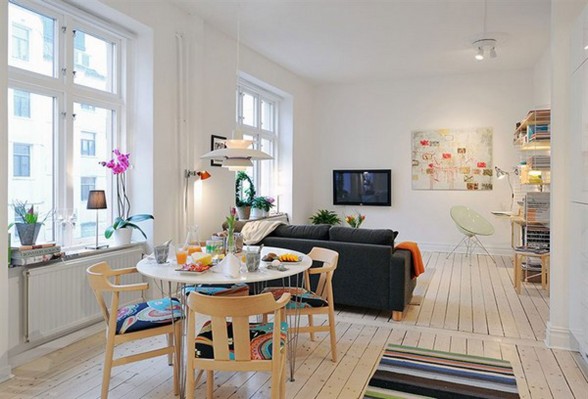 Contemporary Apartment Design in Small Loft Area and Bright Interior - Dining Table