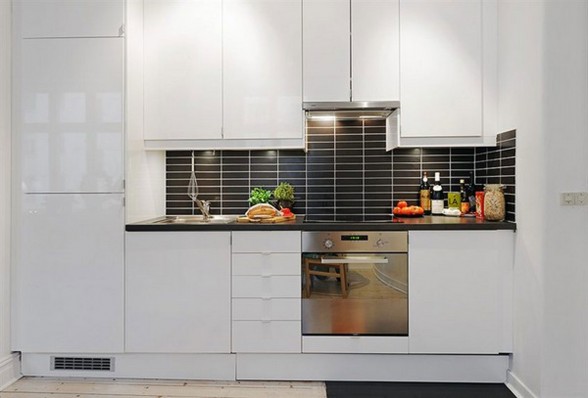 Contemporary Apartment Design in Small Loft Area and Bright Interior - Kitchen