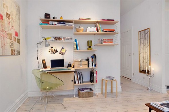 Contemporary Apartment Design in Small Loft Area and Bright Interior - Reading Desk