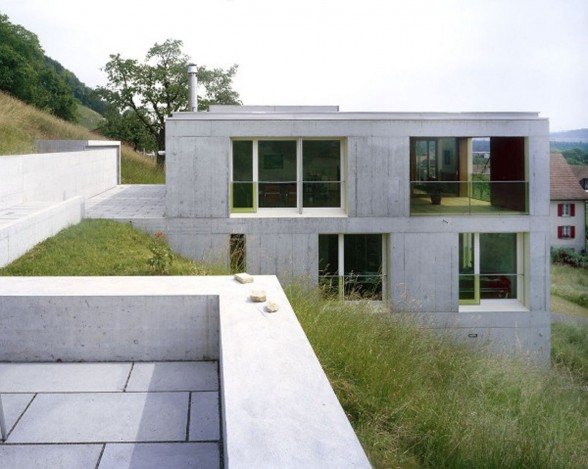 Contemporary Concrete House Design in Rural Landscape of Switzerland - Rooftop