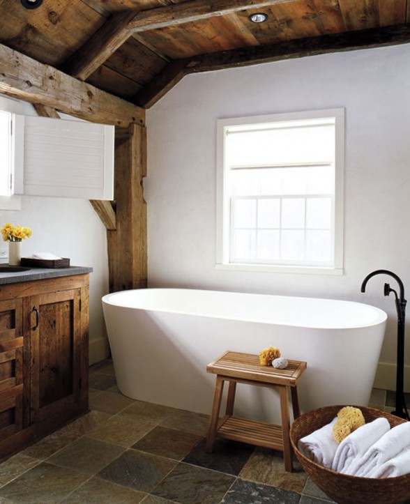 Contemporary House Design from a Barn with High Quality Wood Furniture - Bathroom