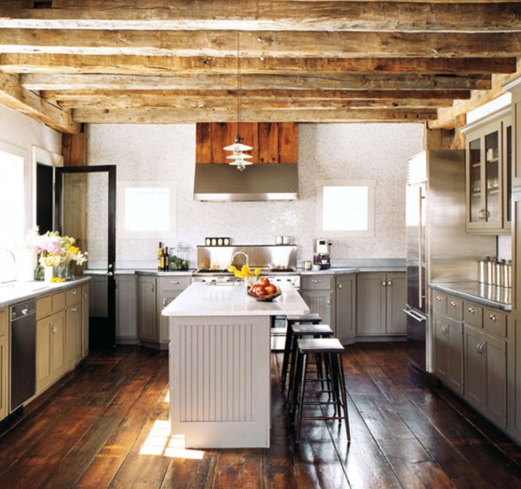Contemporary House Design from a Barn with High Quality Wood Furniture - Kitchen