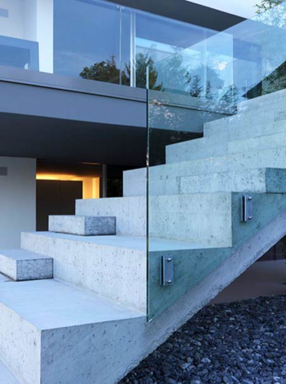 Contemporary Lake House in Swiss by Gus Wustemann - Concrete Staircase