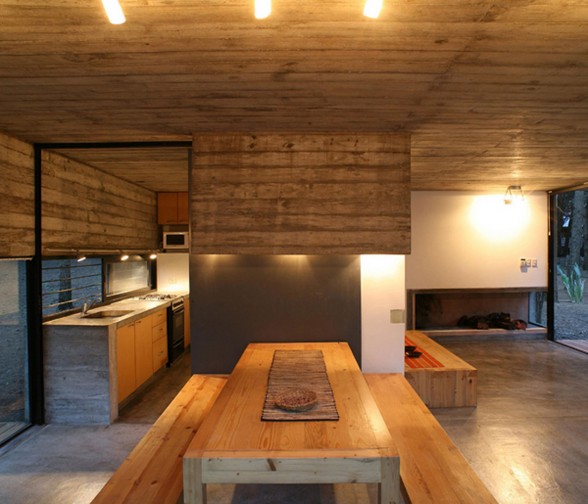 Eco-Friendly Cottage Design in Argentina - Wooden Dining Table