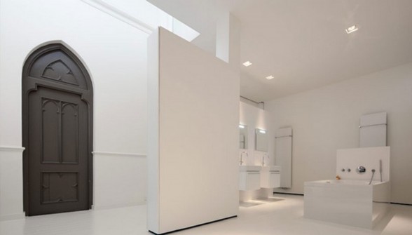 Gothic Church Turned into White Contemporary Home in 2009 - Bathroom