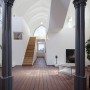 Gothic Church Turned into White Contemporary Home in 2009: Gothic Church Turned Into White Contemporary Home In 2009   Staircase