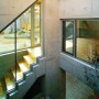 Great Combination of Wood and Concrete in a Courtyard House Design: Great Combination Of Wood And Concrete In A Courtyard House Design   Glass Decoration For Staircase