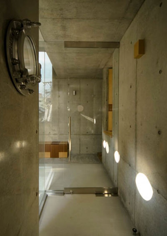 Holey Concrete Home Design with Contemporary Style in Japan - Bathroom